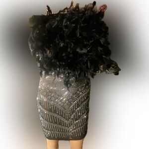 Embellished Black Sequin Fringe Dress